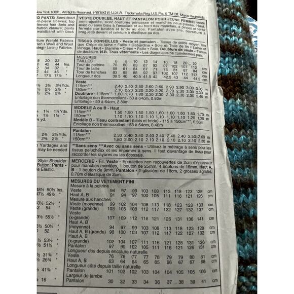 McCalls 9023 Sewing pattern suit blazer top pants size 22 - Picture 6 of 7